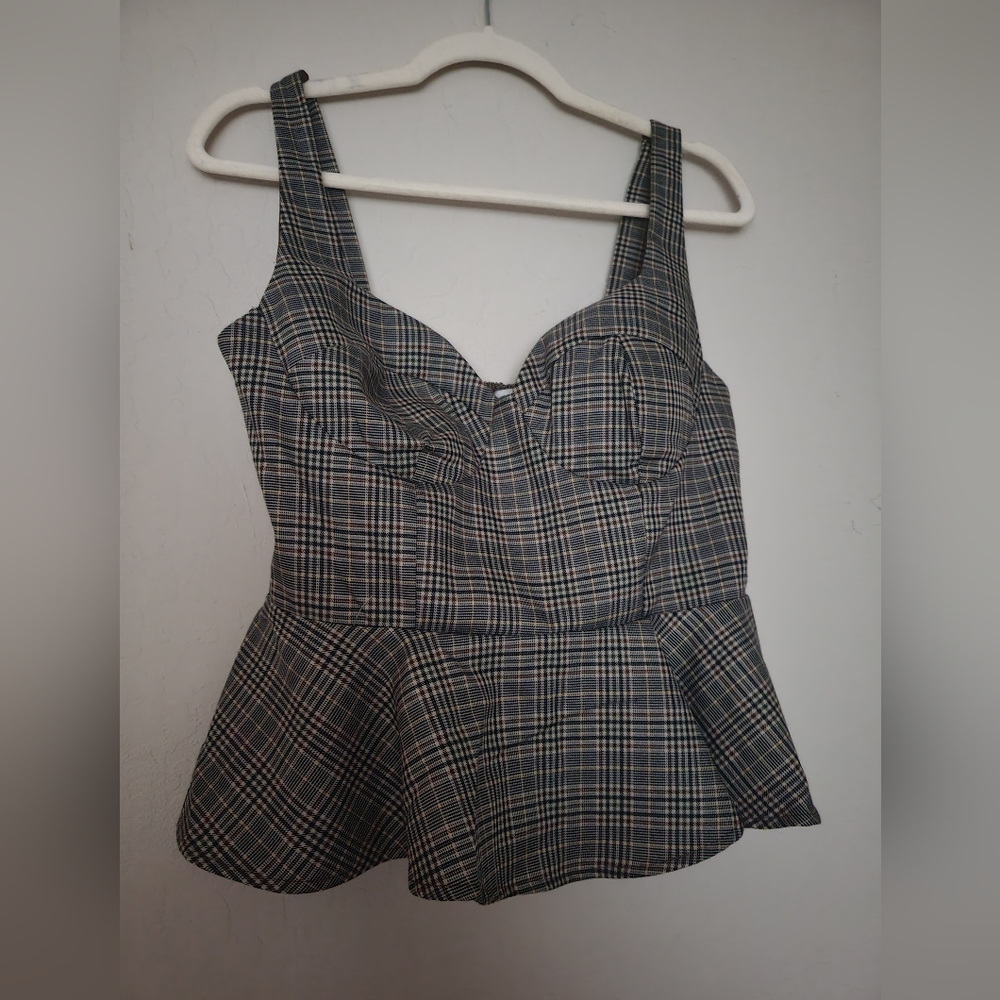 Plaid peplum top